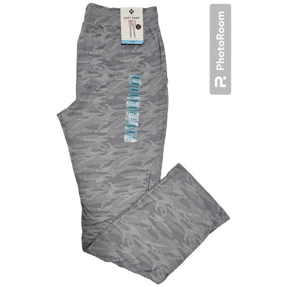 Member's Mark Womens Favorite Soft Pant Straight Leg Light Grey Camo Size L - Picture 1 of 2
